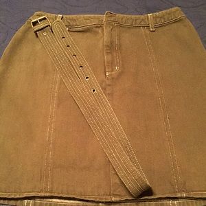 Belted Denim Mini Skirt